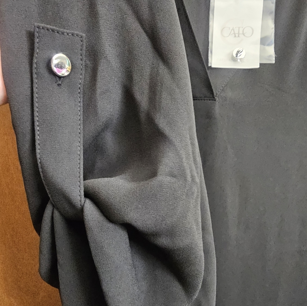 Cato womens black high low v neck blouse top shirt new with tags nwt 18 20W plus - Picture 5 of 10